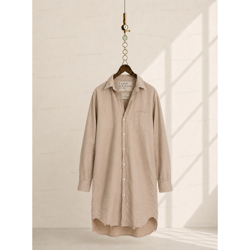 Frank & Eileen Mary Famous Denim Sand Cotton Button Up‎ Shirt Dress XXS Made USA